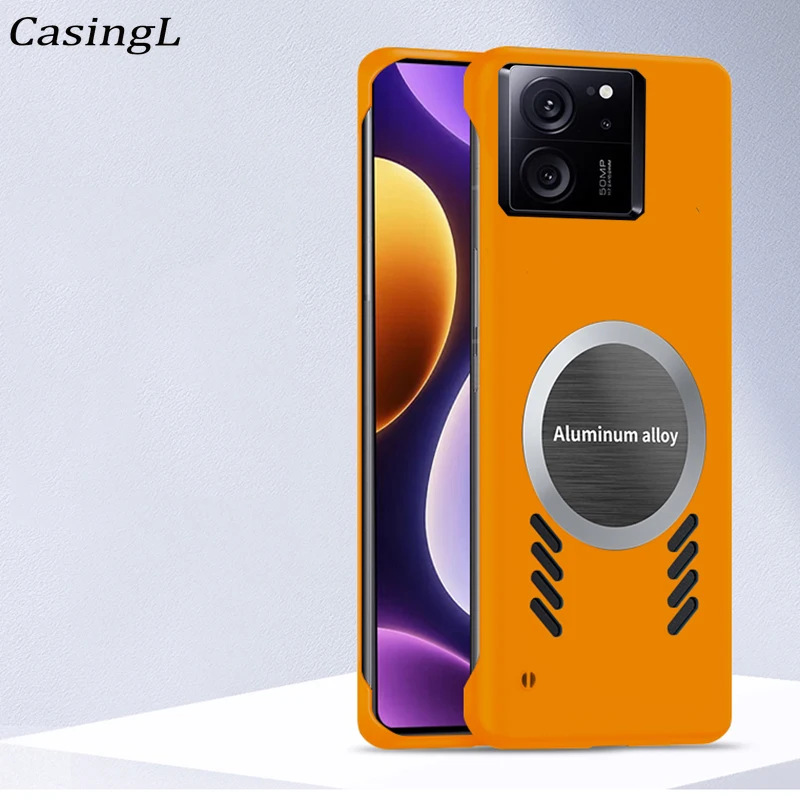 

For Xiaomi 13T Pro Case Ultra-Thin Frameless Heat Dissipation Car Magnetic Suction Hard Shell For Xiaomi 13T Shockproof Cover