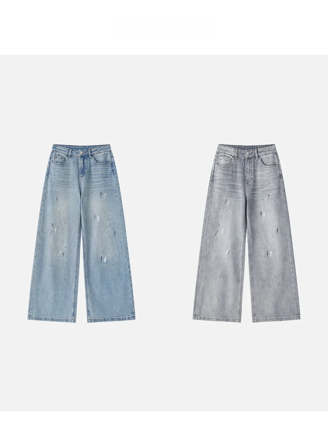 

High Waist Straight Leg Denim Jeans Jingjing2026 New Vintage Rhinestone Embroidery Crt Diamond Nail Bead Glue Women's Pants