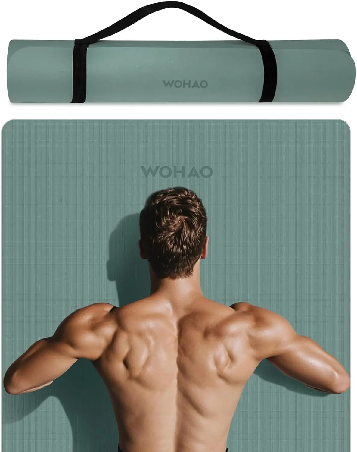 

Очень широкий и толстый коврик для йоги 8 мм, большой нескользящий коврик для упражнений с ремнем для домашнего спортзала и пилатеса