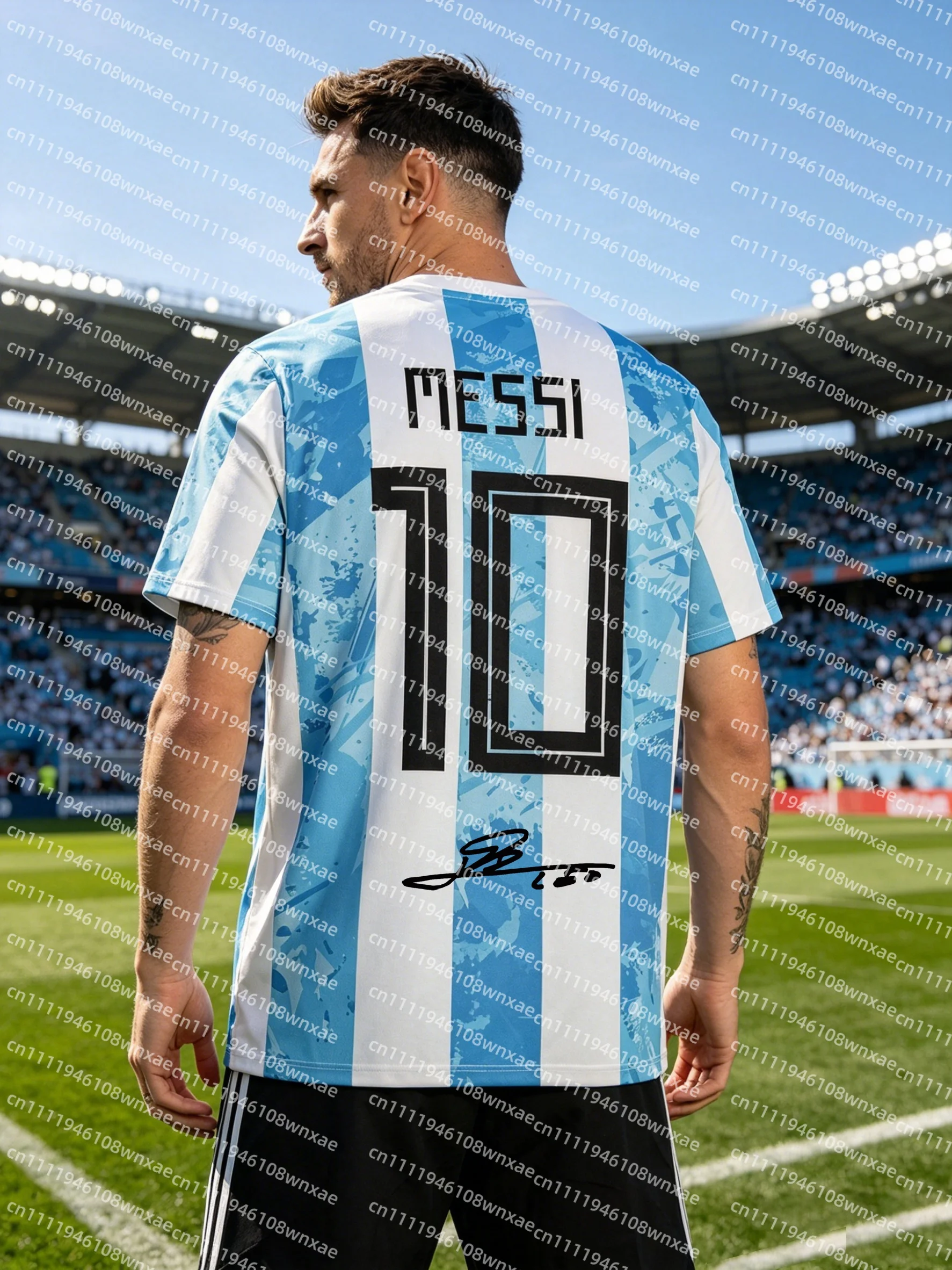 NO.10 Argentina Soccer Quick-drying T-shirt Parent-child Short Sleeve Crewneck Football Player Messi Match Cheer Jersey