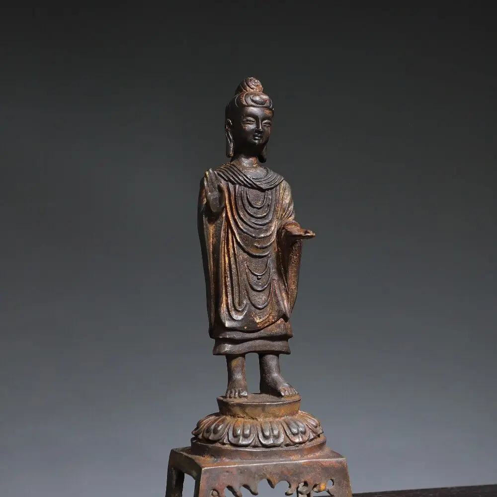 12 Inch Antique Tibet Tibetan Buddhism Temple Bronze Gilt Tathagata Buddha Statue for Collectible Display