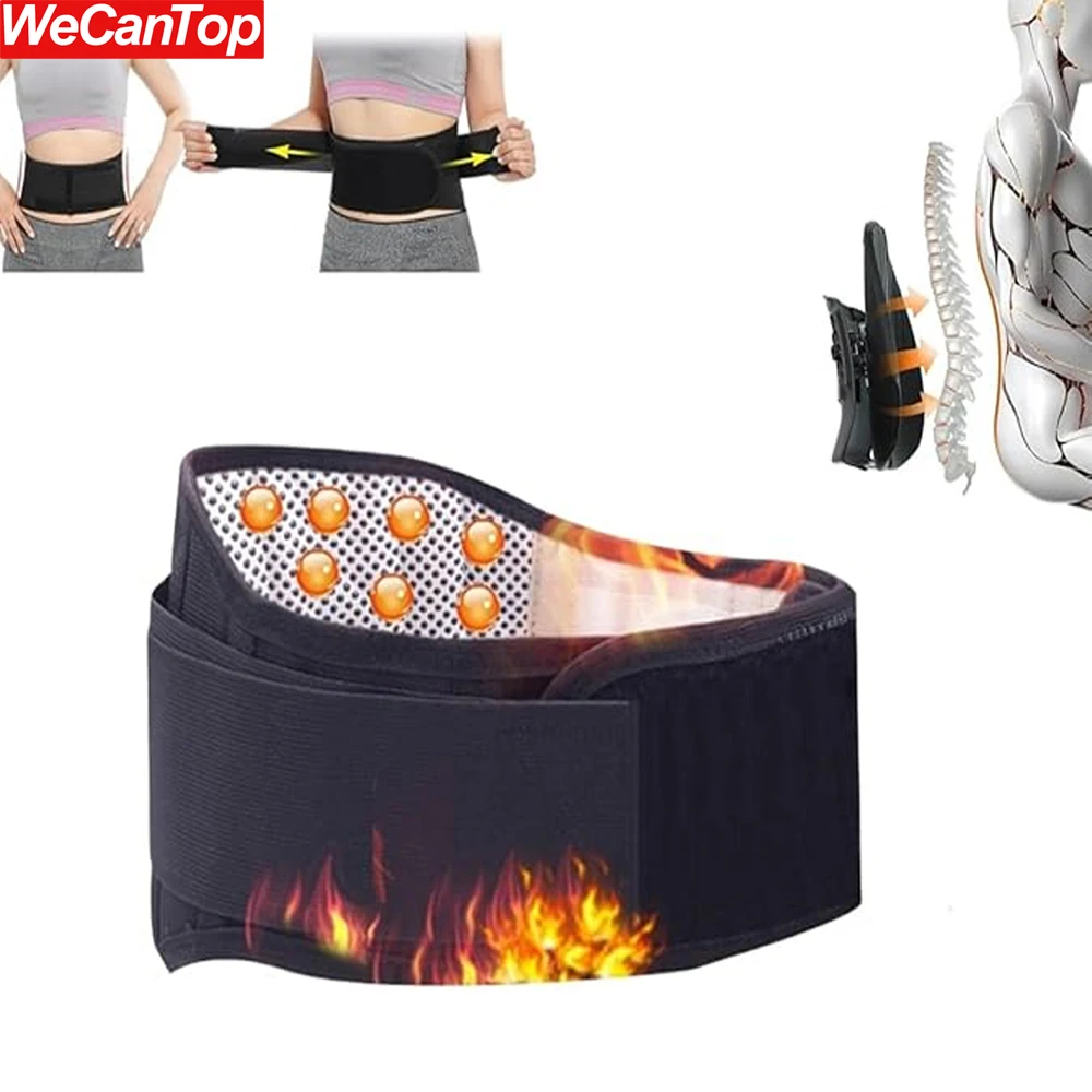 Heated Magnetic Therapy Lumbar Belt with Tourmaline - Adjustable Waist Support Brace for Lower Back Pain Relief for Men & Women