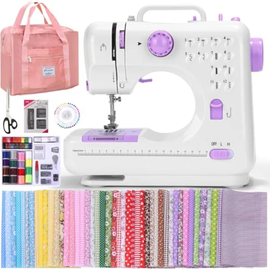 

Sewing Machine for Beginners, Electric Mini Portable Sewing Machine with 12 Built-in Stitches with Reverse Sewing