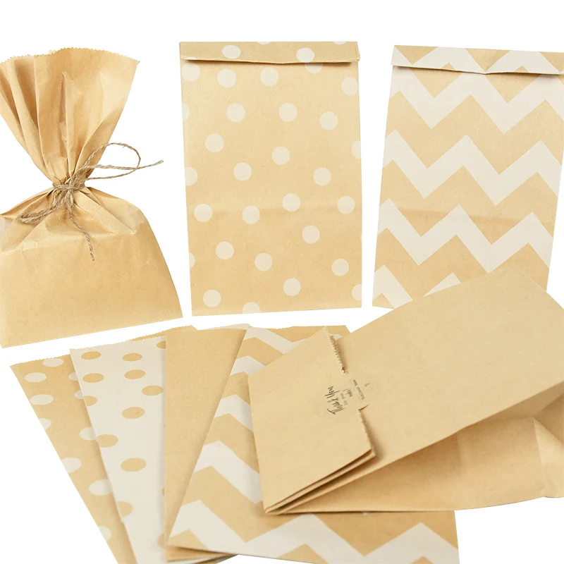 Bolsas de papel Kraft marrón para regalos de boda, 10 piezas, dulces, galletas, aperitivos, almacenamiento de embalaje de alimentos, bolsa de compras, regalos de navidad