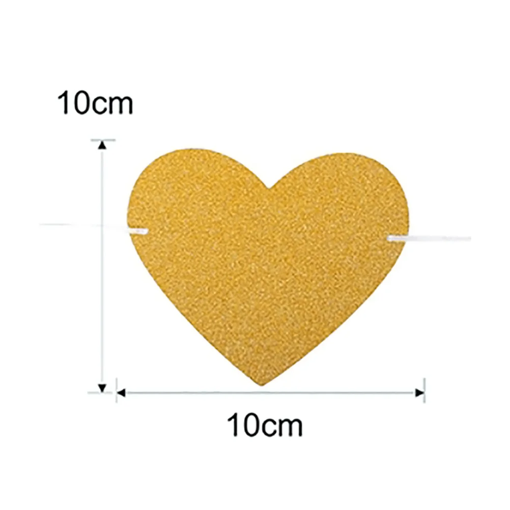 3 Meters Sparkling Glitter Paper Heart-shaped Banner String Paper Garland Hanging Bunting Banner Decoration for Weddings or Part