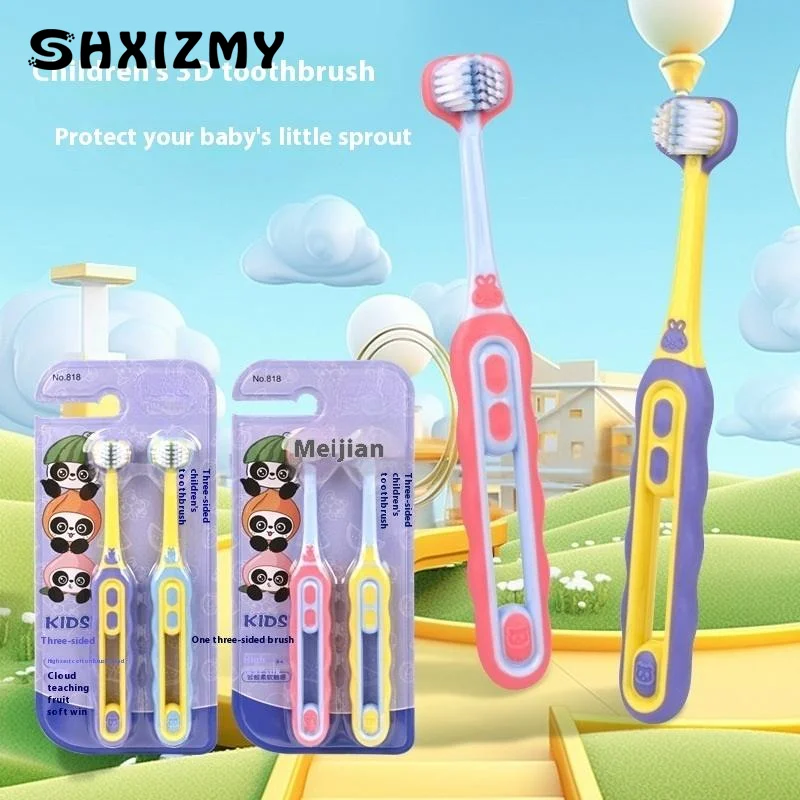 

2 Pcs Children'S Toothbrush Three-Sided Soft Bristle Teeth Whitening Brushes For Children Aged 3-12 Years Dental Oral Care
