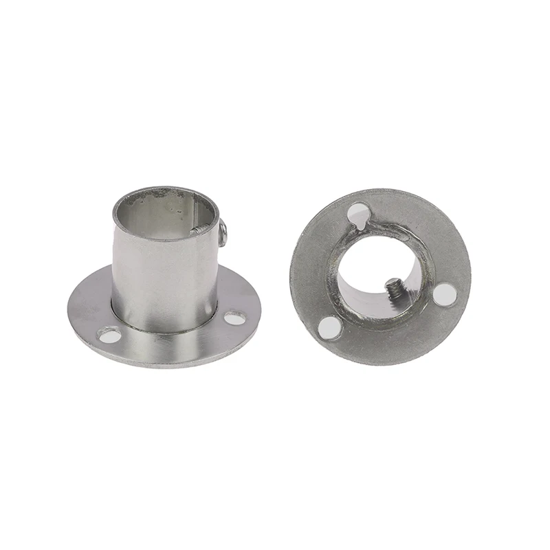 Stainless Steel Round Tube Flange Bracket Curtain Rod Wardrobe Towel Pipe Support Mount Furniture Hardware Fitting Supplies