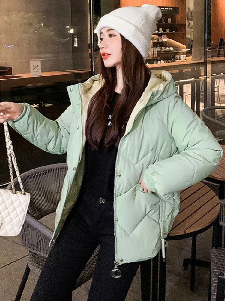 Winter Parkas Women Hooded Korean Style Pleated Simple Charming Students Daily Popular All-match Designed Basics Fashion Cozy