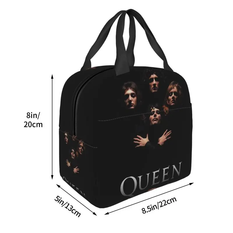 Freddie Mercury Queen Band Insulated Lunch Tote Bag for Women Portable Thermal Cooler Food Lunch Box Work School Travel