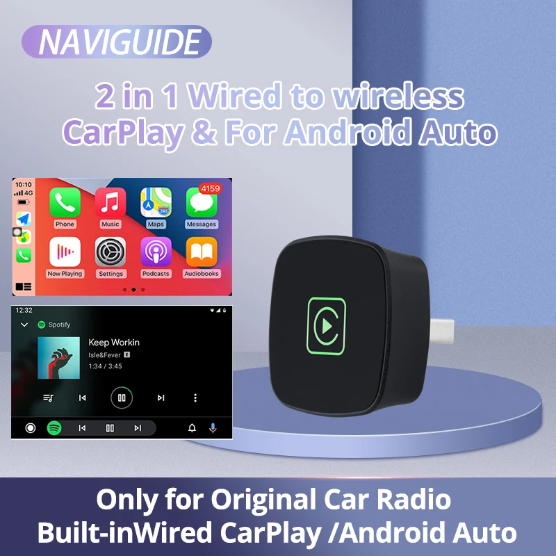 

2in1 Wireless CarPlay Dongle Wireless Android Auto Adapter AI Smart Box Car Intelligent Systems For Car With Wired CarPlay
