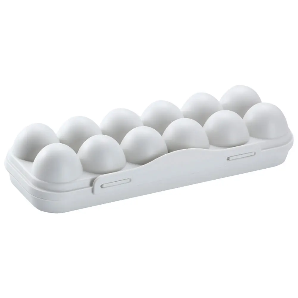 

12 Slot Egg Holder Storage Box Grey Plastic Anti Collision Fridge Organizer Easy Wash Kitchen Dining Room Restaurant