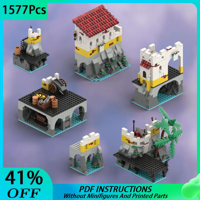 Central Cave Dock Tower Cave Entrance Armory Wall Expansion Eldorado Fortress 10320 Modular Building Blocks DIY Bricks Toy Gifts