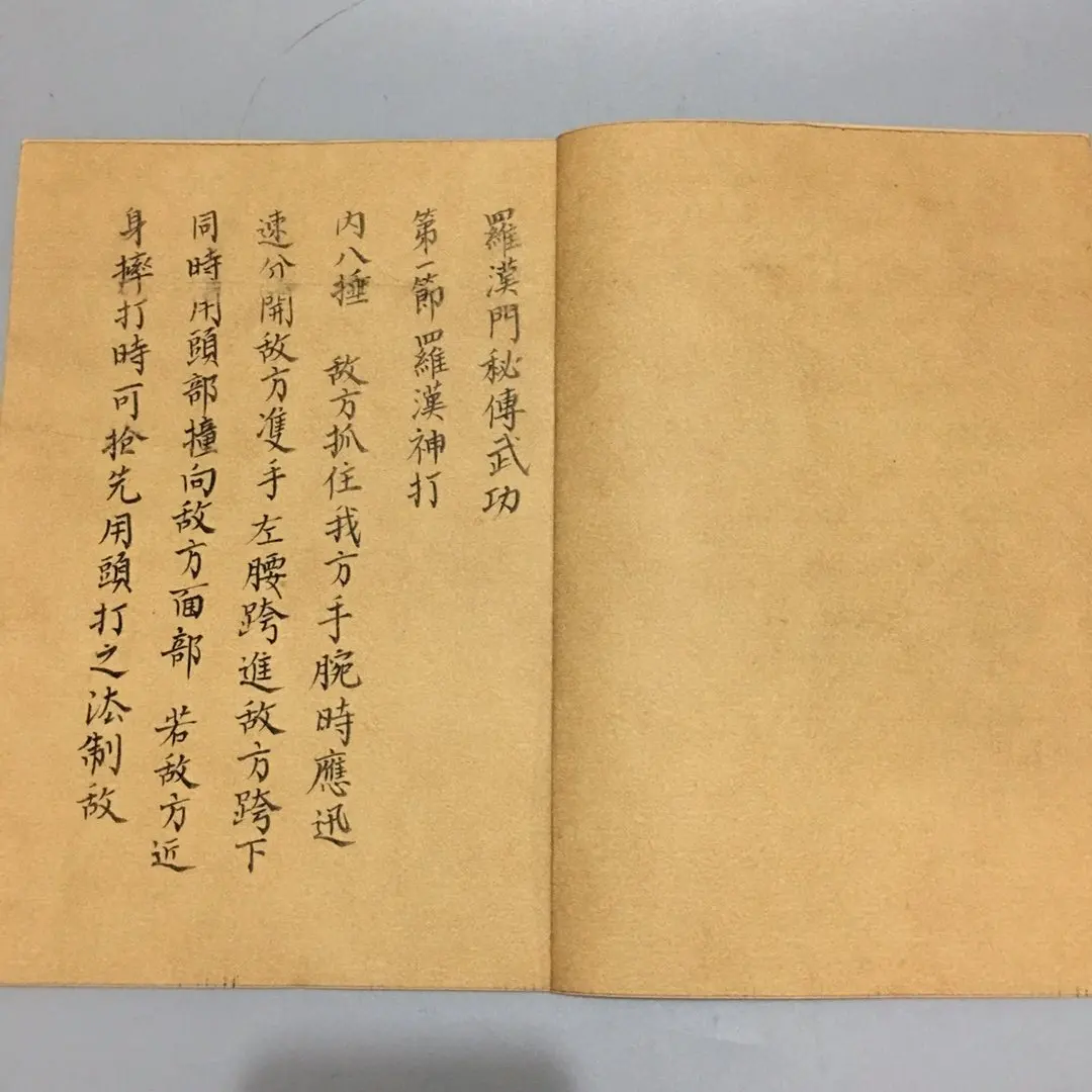 Chinese Old Thread Chinese Kung Fu Martial Arts Book (Arhat Gate Martial Arts Secret Biography) Handwritten Version