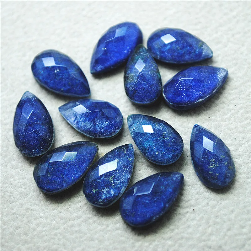 8PCS Natural Faceted Lapis Lazuli Stone Cabochons 8X14MM Long Dropwater Shape  DIY Jewelry Accessories Faster Shipping