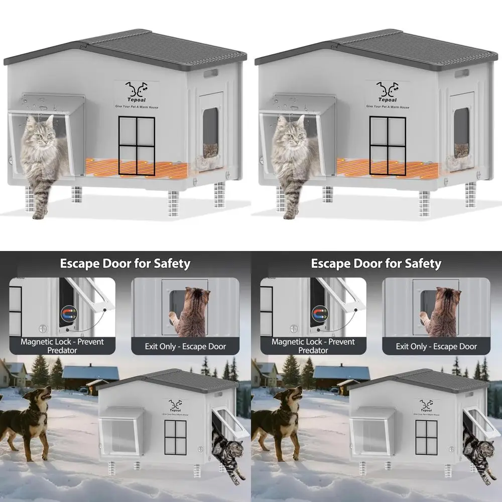 

Прочный водонепроницаемый уличный укрытие с подогревом для кошек, изолированный для зимы, идеально подходит для ферлов и бродячих кошек, 22x17x19,7 дюймов