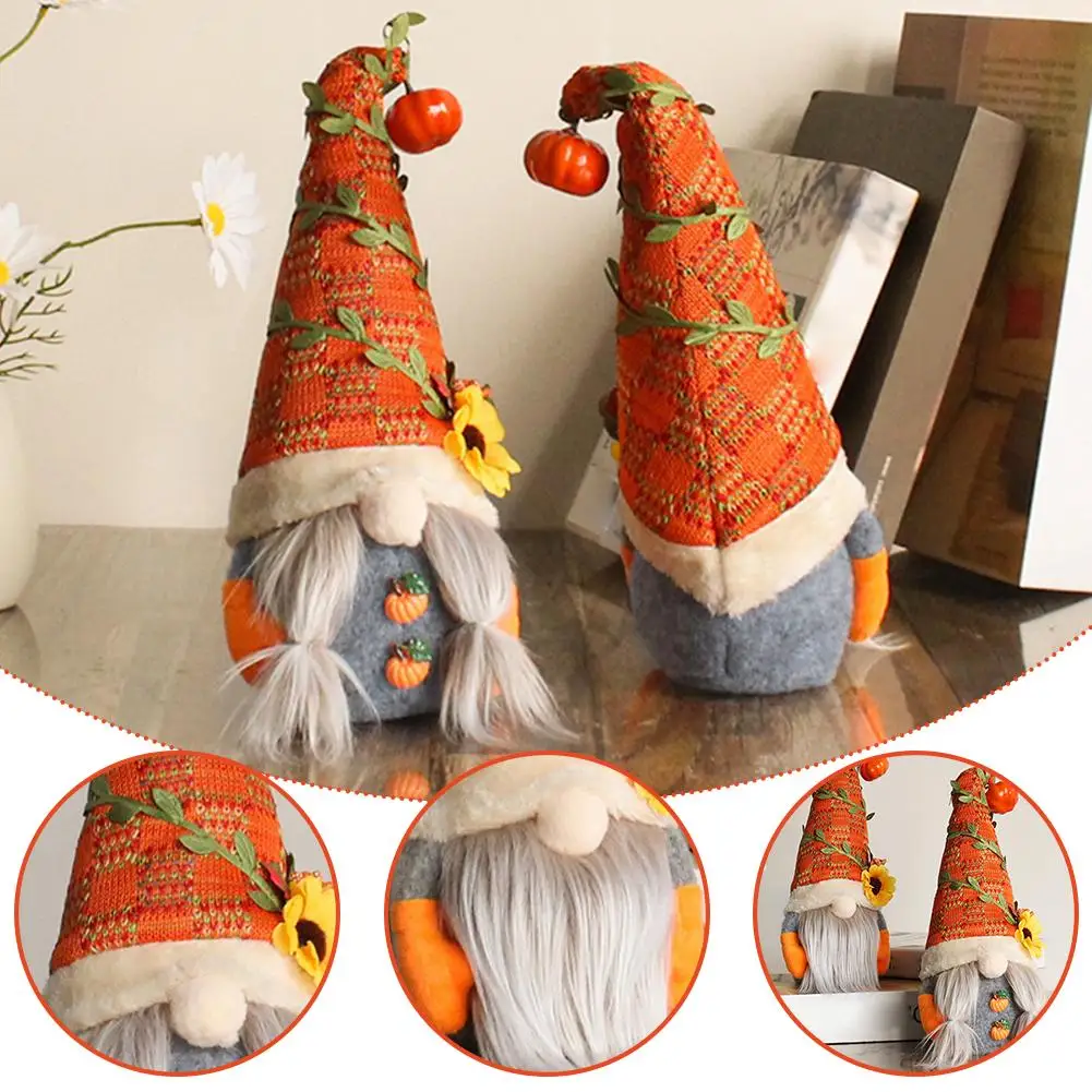 Fall Sunflower Maple Doll Harvest Autumn Elf Dwarf Plush Dolls Ornaments For Home Halloween Thanksgiving Decor