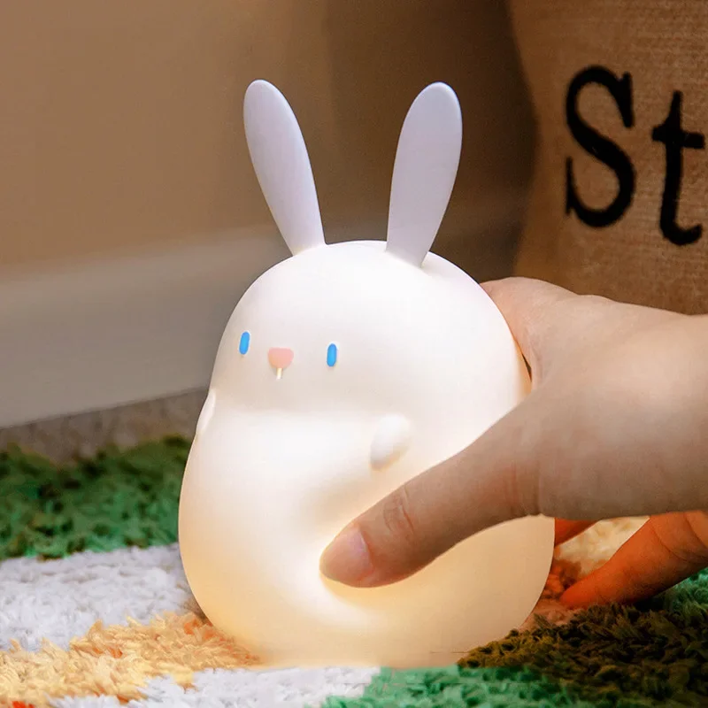 48Pcs/Lots Rabbit Silicone Light, Bedroom Bedside Ambient Light, Children's Eye Protection, Charging, Sleeping Night Lamp