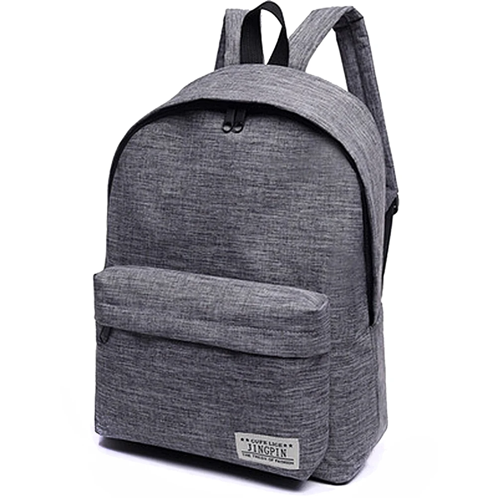 Men Backpack Leisure Solid Color Canvas Wear Resistant Simple Fashion Student Backpack