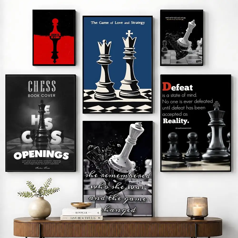 Chess Lovers Motivational Art Poster Perfect Sticker Self Adhesive for Office Home Theater Wall Art Decor Fancy Gift