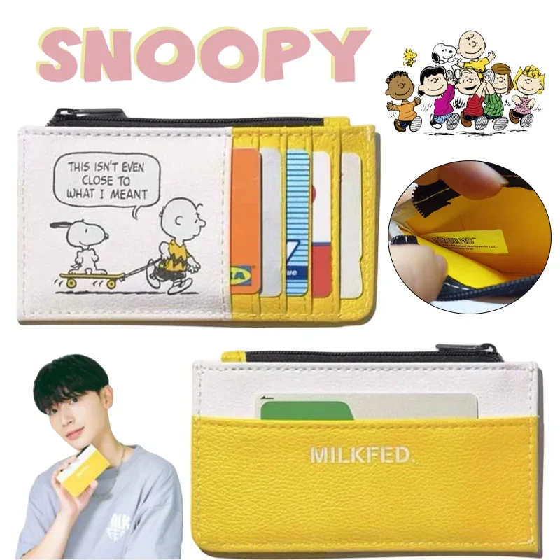 

Kawaii Snoopy Charlie Women's Wallet Pu Leather Coin Purse Fashion Portable Card Holder Cute Cartoon Female Coin Storage Bag