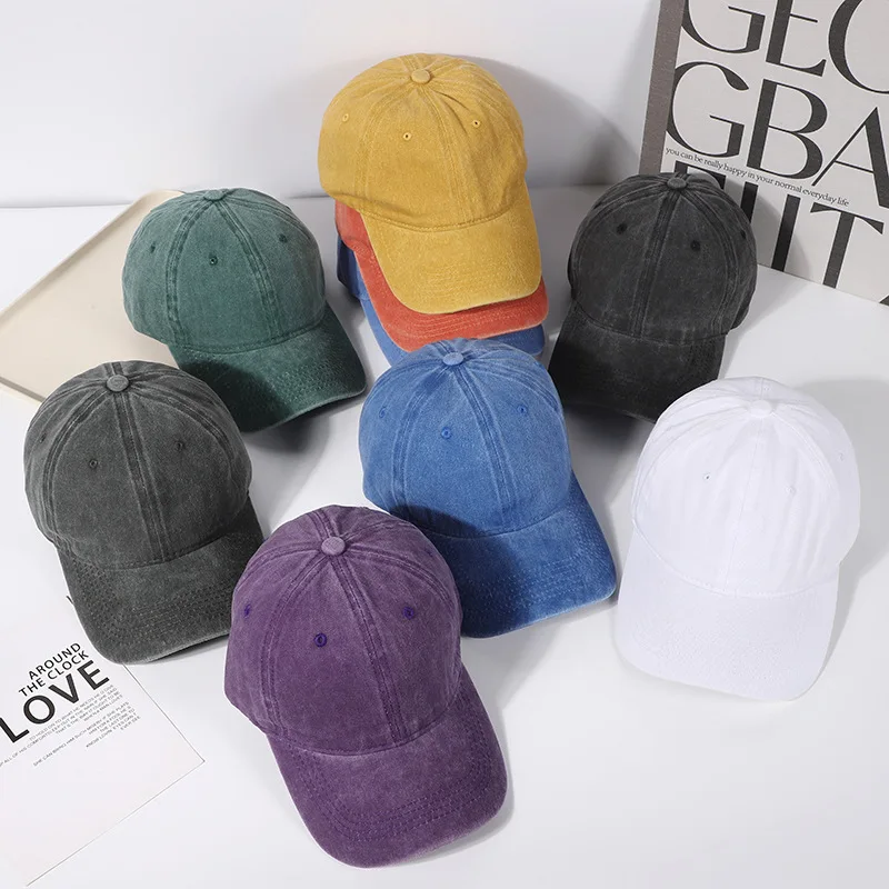 Baseball Cap Washed Cotton Men Women Snapback Hat Vintage Hip Hop Caps Solid Color Dad Hat Bone Casquette Outdoor Casual Sport