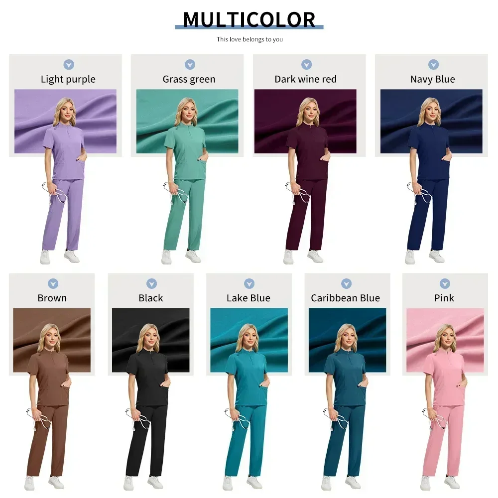 Kurzarm Arzt Uniform Peeling Anzüge Frauen Schönheit Salon Arbeitskleidung Einfarbig Medizinische Zubehör Zahnklinik Krankenschwester Uniform