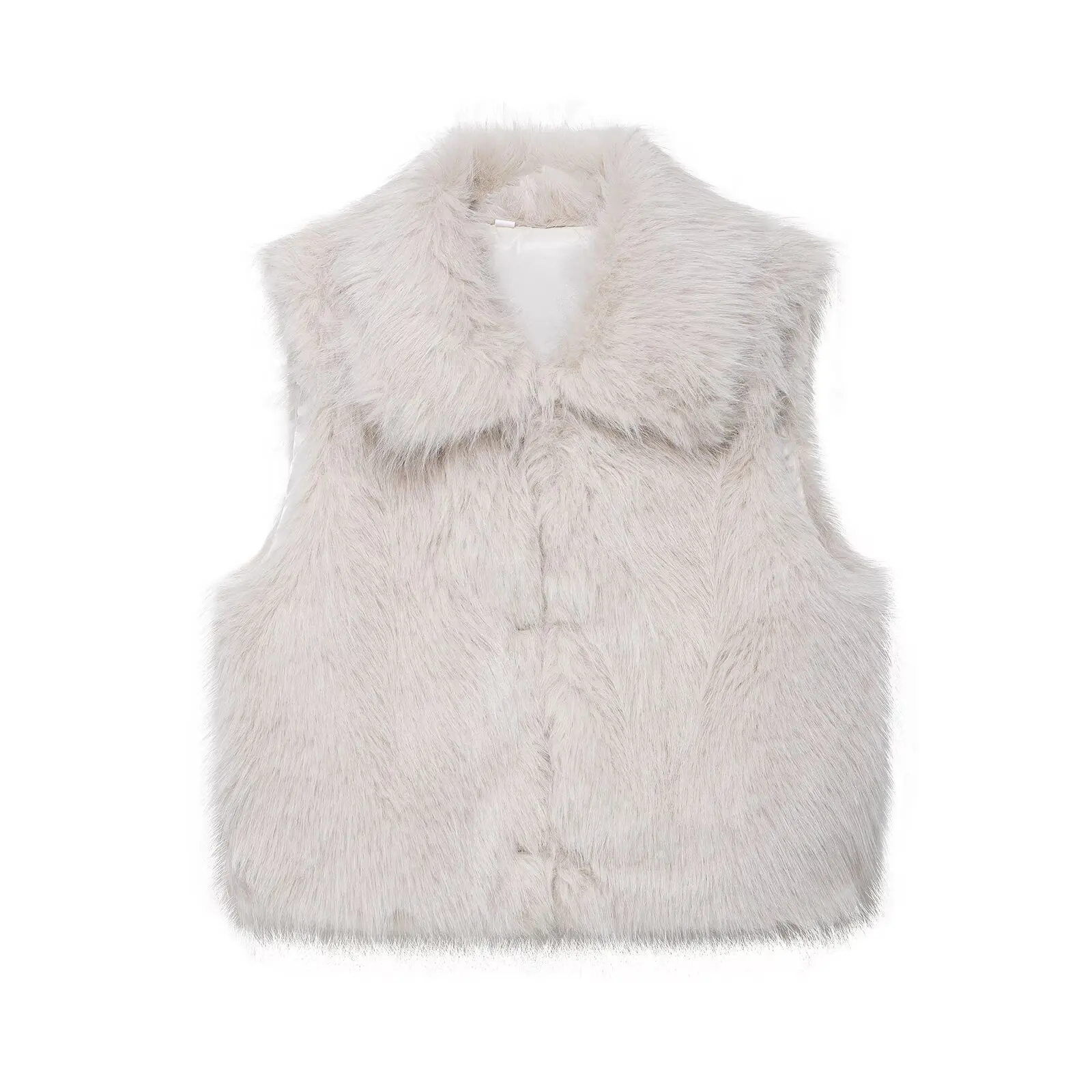 

Women's new fashion faux fur effect short lapel vest thickened warm fleece vest Coat retro sleeveless women's vest chic top