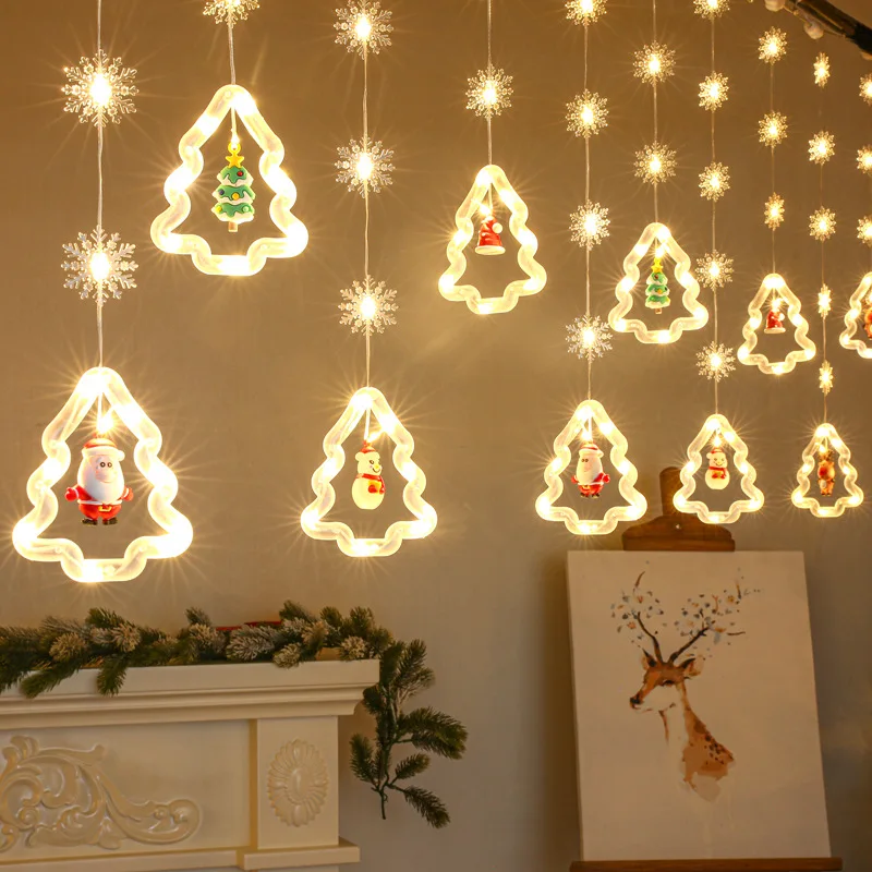 3Pcs/Lots Christmas Decoration Led Light String Christmas Tree Modeling Lights Interior Ambient Light USB Curtain Light