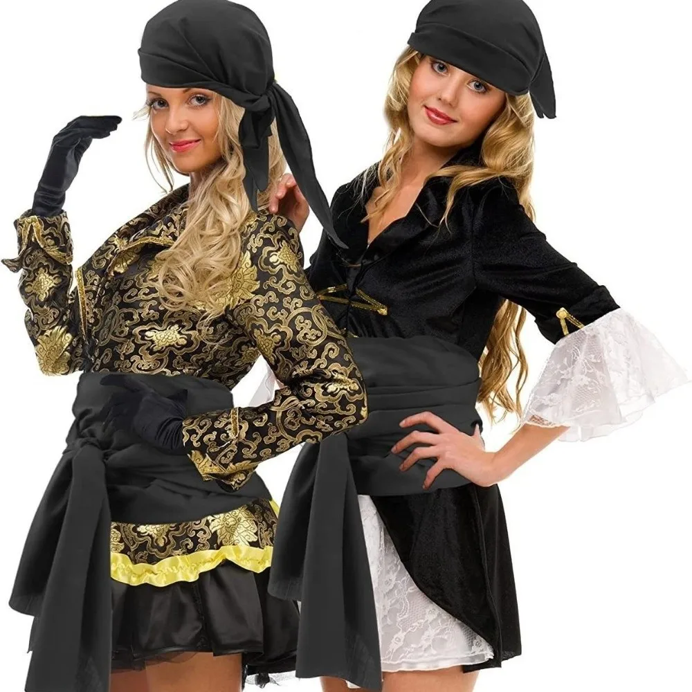 قماش القراصنة عقال حزام الخصر رئيس التفاف بلون هالوين وشاح حزام مثلث وشاح القرون الوسطى عصر النهضة تأثيري حلي