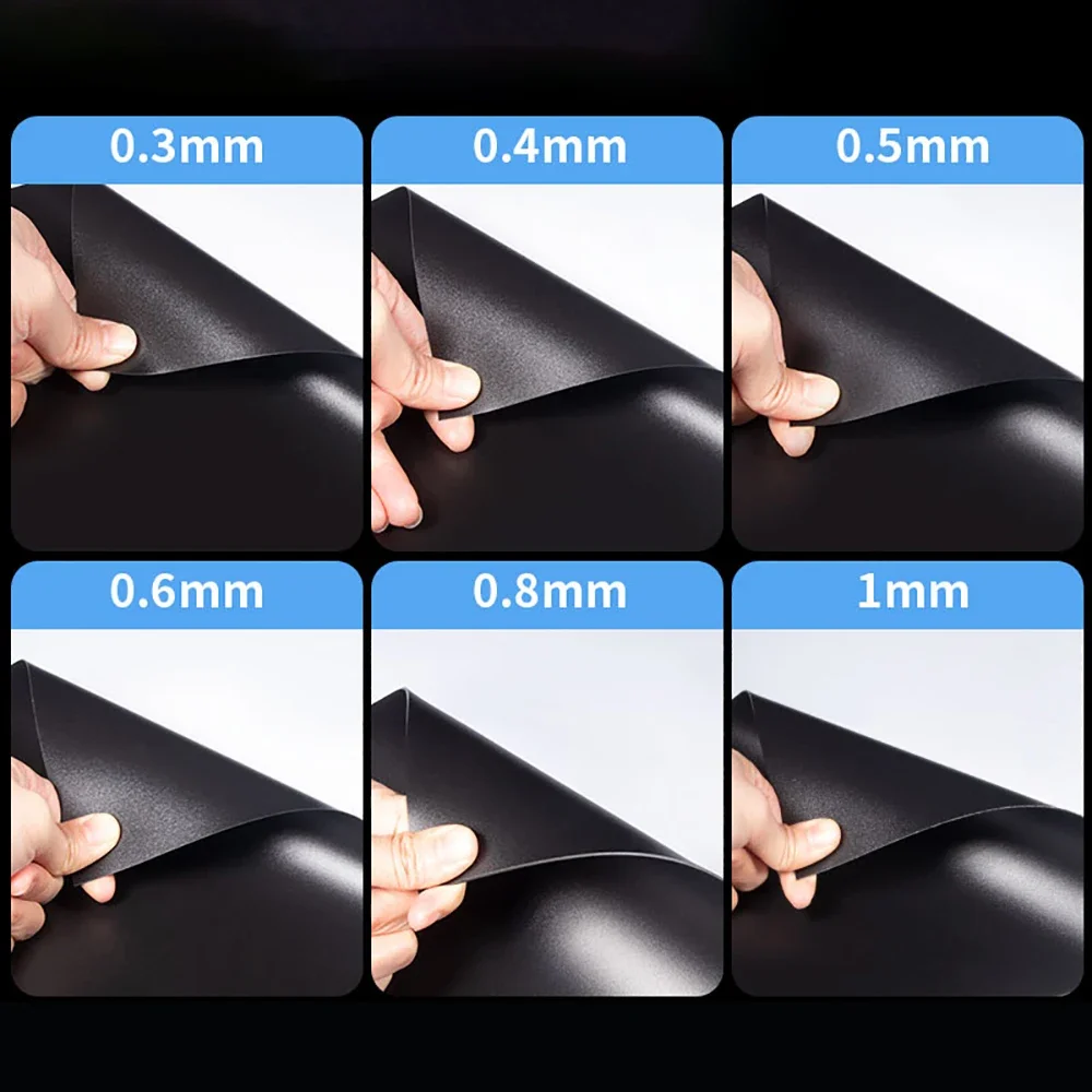 سمك 0.3/0.4/0.5/0.6 مللي متر ورقة PP سوداء غير لامعة سهلة القطع خفيفة الوزن لوحة من البولي بروبيلين لمشاريع الحرف اليدوية