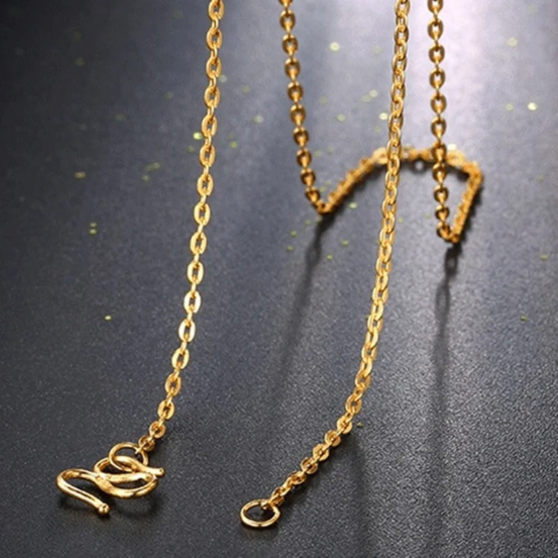 

Real Pure 999 24K Yellow Gold Chain Width 1.1mm O Link Necklace Women Lucky Gift 2.5-3g/ 40-50cm