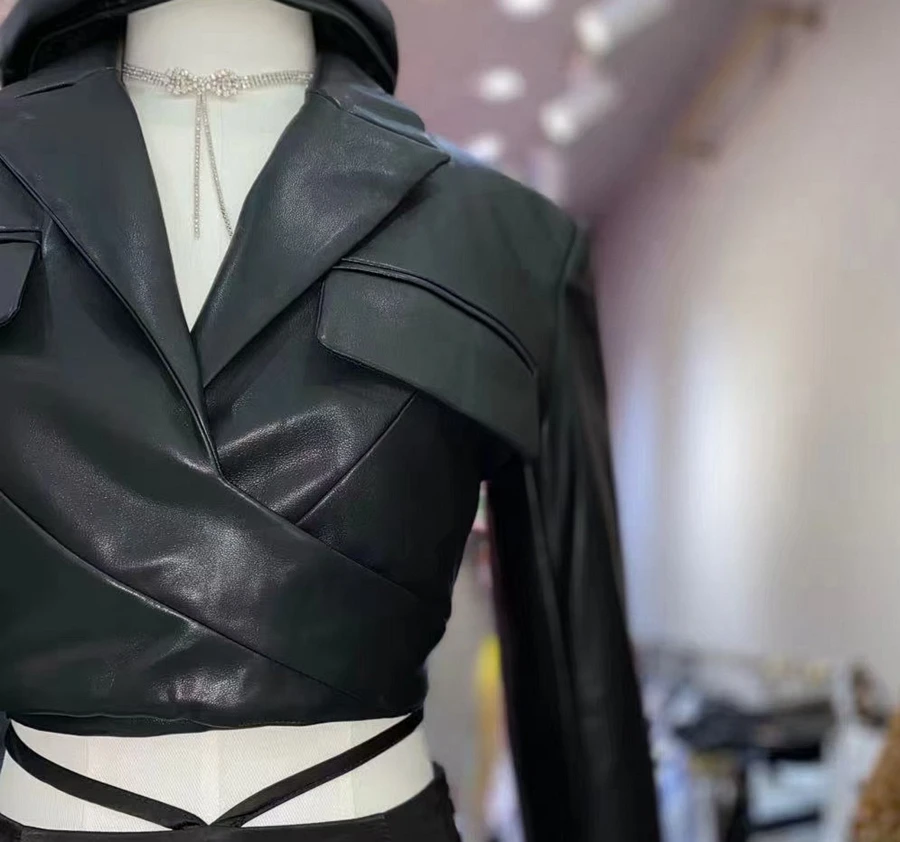 Giacca in Pelle PU Cool Ort per Donna, Tendenza Moda Street, Chiusura con Cerniera, Manica Lunga, Vestibilità Slim, Cappotto Outerwear