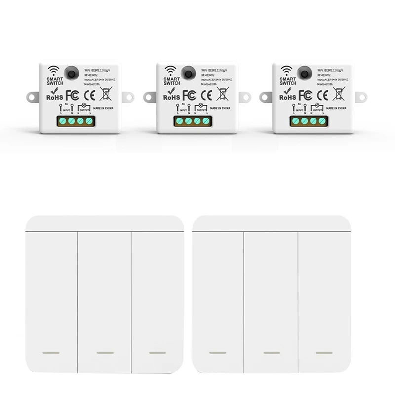 3 قطعة مفتاح الجدار اللاسلكي RF 433 ميجا هرتز استقبال التتابع مع 2X 3 عصابة لوحة التبديل LED التحكم عن بعد لمصباح LED