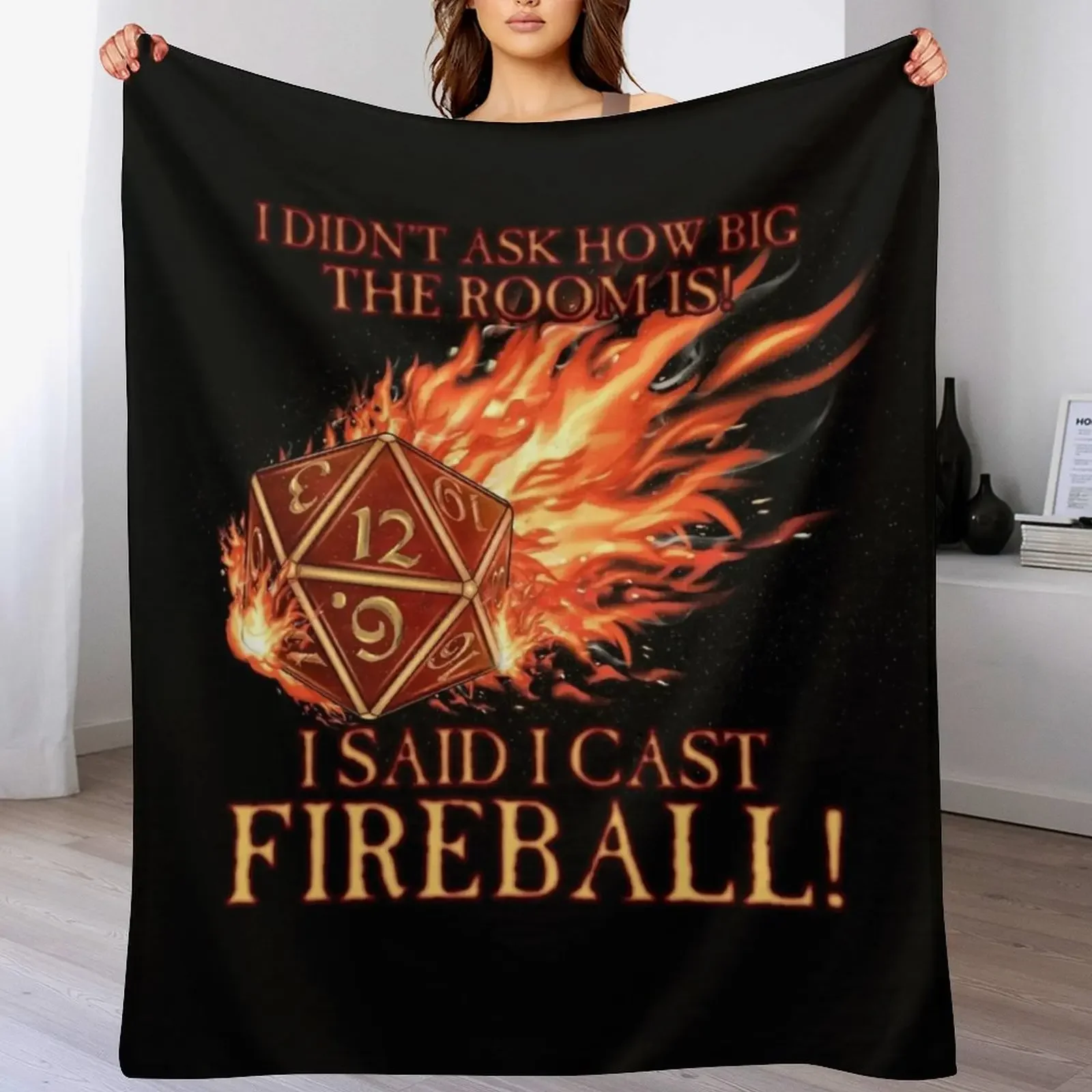 D20 I Didn't Ask! I Cast Fireball! Throw Blanket Decorative Sofas anime Hairy Shaggy Blankets