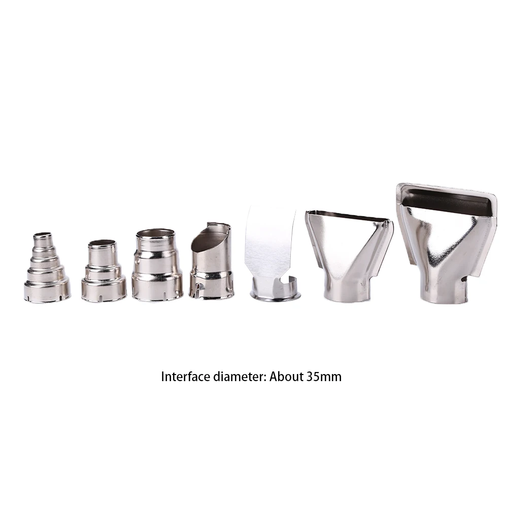 

7Pcs Heat Gun Air Nozzles Kit Stainless Steel Nozzles Electric Kit Air Outlet Diameter 35mm Heat Gun Mouth Tips Industrial Tools