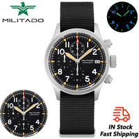 Militado ML1868KF Quartz Watch VK67 Chronograph Movement Luminous Sapphire Glass Watches 100m Waterproof 39mm Retro Wristwatch
