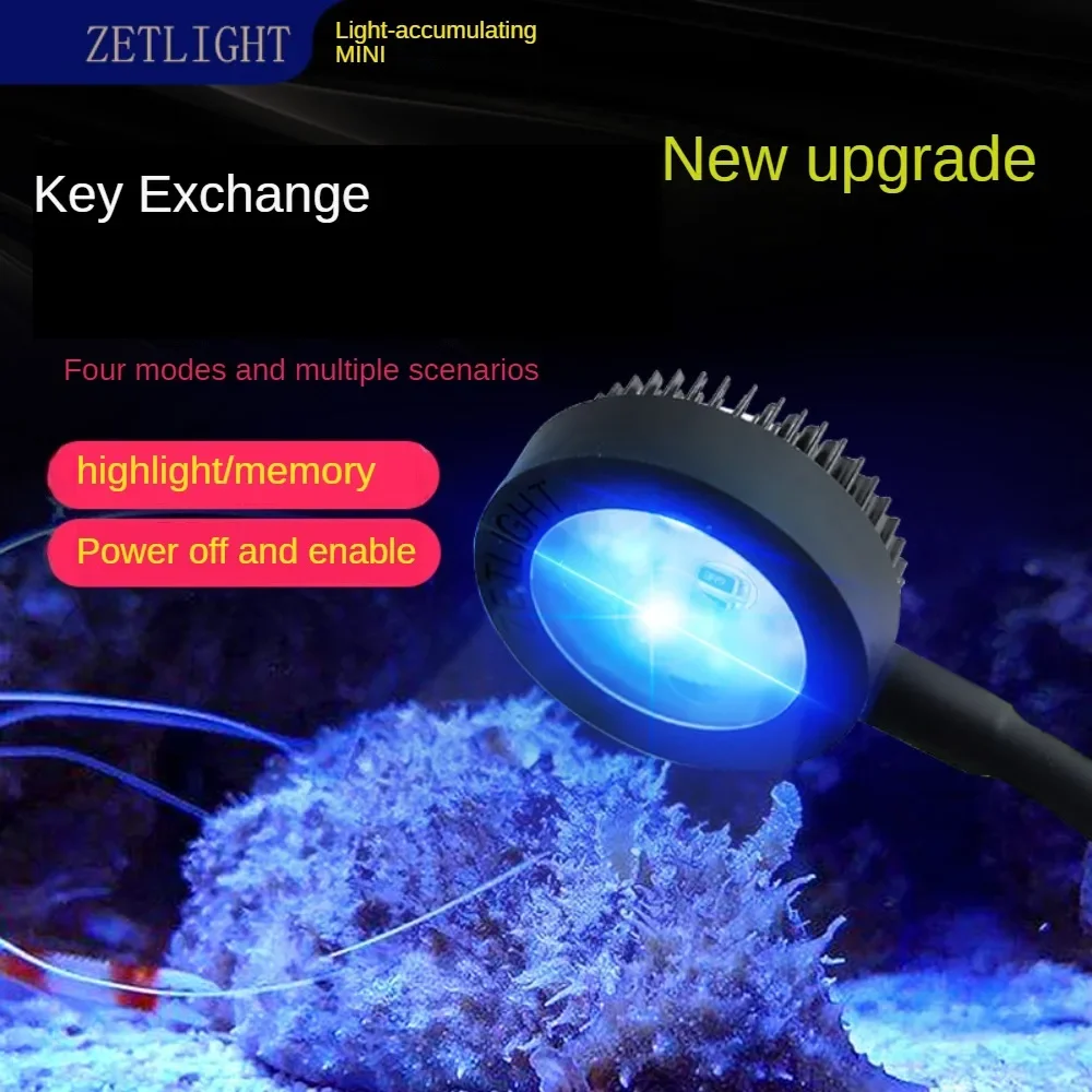 Algae Fish Tank LED Light With Clamp, Full Spectrum Reef Light for Saltwater Freshwater Fish Plants,, Blue White Lights, 4 Modes