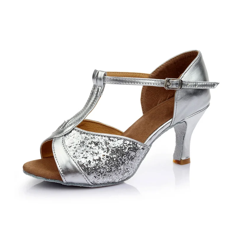 Scarpe da ballo latino per ragazze da 5 cm 7 cm con suola morbida Tacchi alti Scarpe da performance resistenti per bambini Scarpe da ballo con precisione