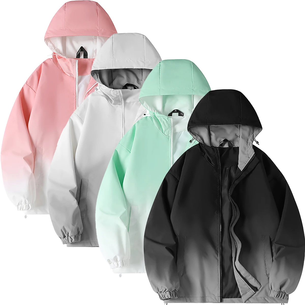 

Men's and Women's Windbreaker Jacket 2025 New Gradient Color Rainproof Film Four Seasons Youth Wear Couple's Wear