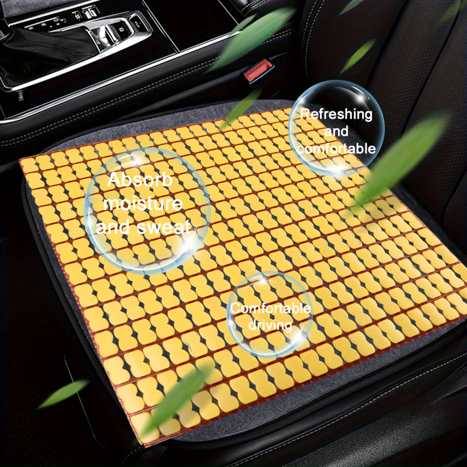 

Summer Cooling Bamboo Seat Cushion for Office Chair and Car Front Seat, 1PC Contemporary Plaid Style, Hand-Washable, Water-Resis