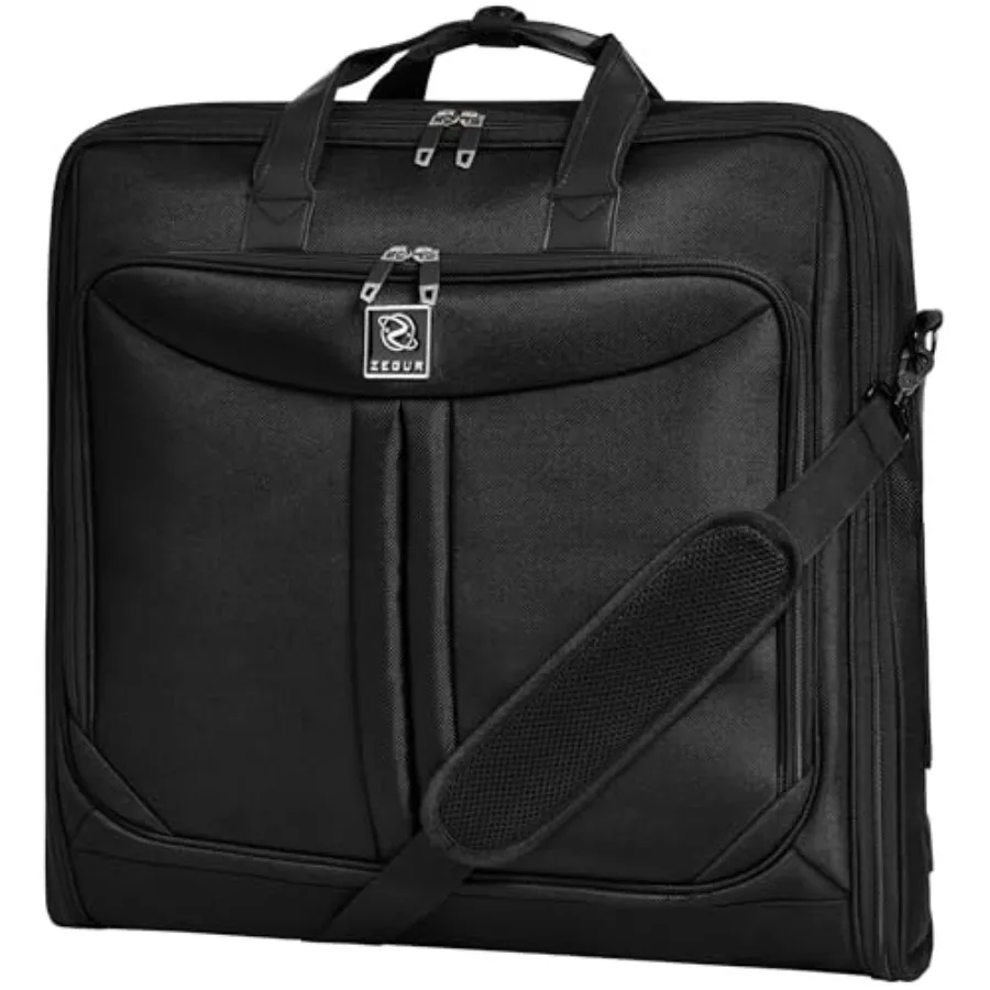 

Premium Suit Garment Bag Carry On - Hangs 4 Suits - Travel and Business with Shoulder Strap and Laptop Compartment