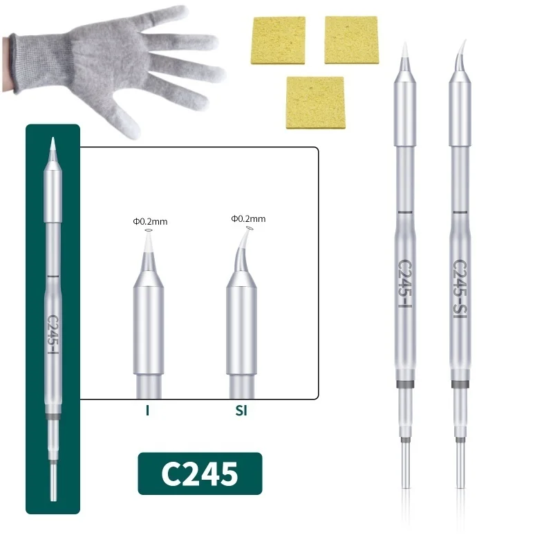 0.2mm C245 Soldering Iron Tips C245 I Straight SI Curved Welding Tip Compatible YIHUA T245 Soldering Station Replacement Tools