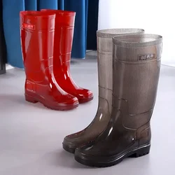 Wear-resistant Wellies Long Farming Men's Rain Boots High Male Shoes Plastic Mud Galoshes for City Adult Low-heel Work New 2024