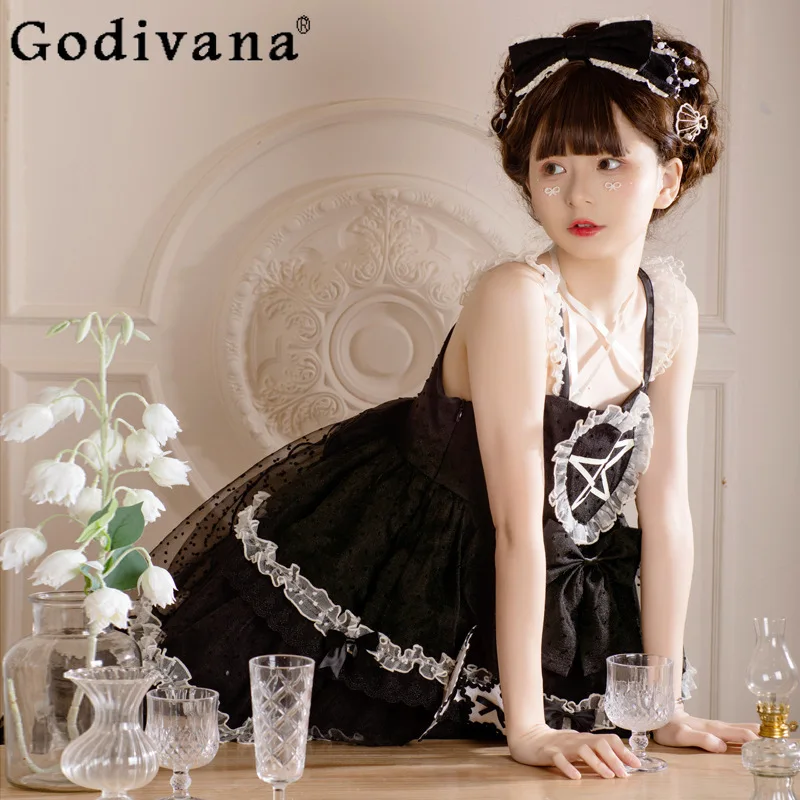 Original Daily Cute Suspender Jsk Dress Women's Spring and Summer New Cosplay Party Dress Female Sleeveless Goth Dress