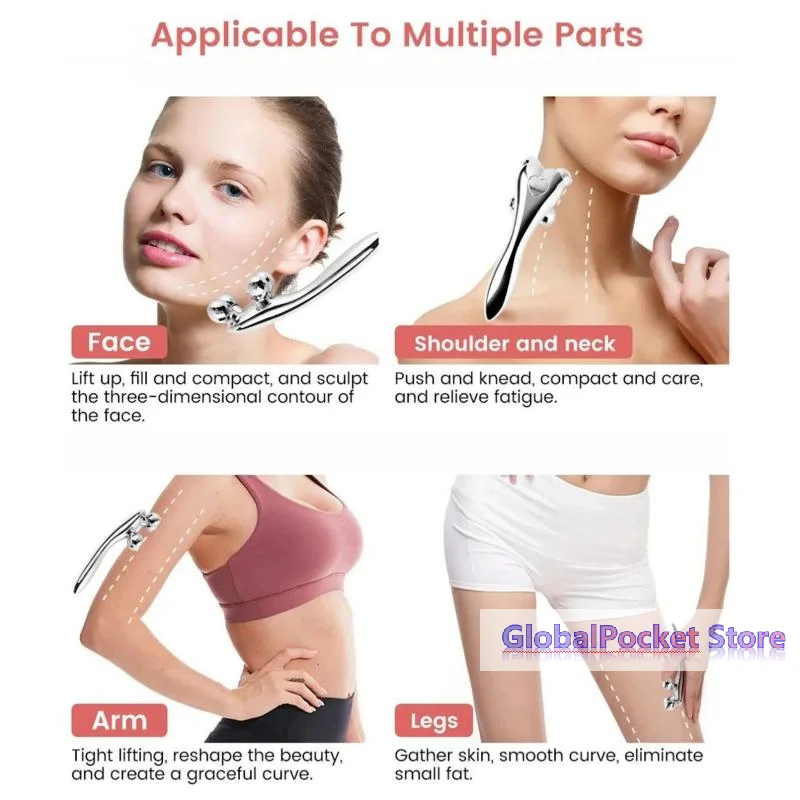 [TG823]Kawaii Facial Care Tool That Is Silver Y Shape 4D Roller Massager For Face Eye Neck Lifting Wrinkle Slimming Relax