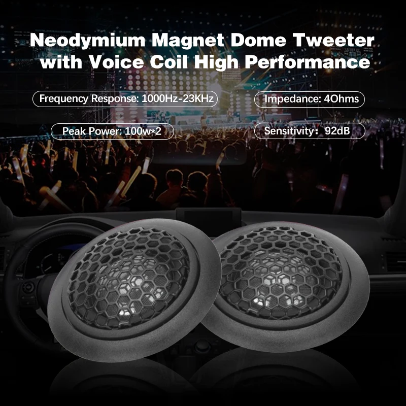 Aluminum Housing Nominal Power 50W*2 High Sensitivity 92DB Speakers Parts Dome N40 Neodymium Magnet Tweeters (1 pair of speaker)