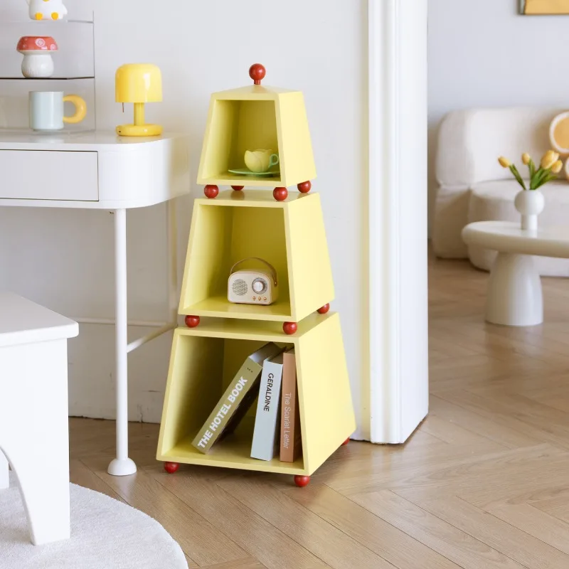 Creative Triangle Bookcase Dopamine Children's Room Storage Rack Multifunctional Floor Book Storage Bedroom Organizer Rack