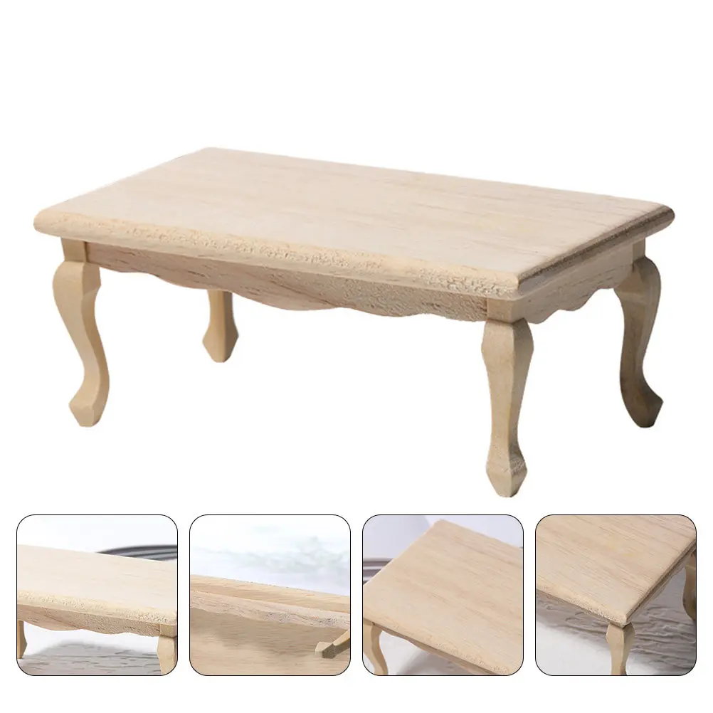 

1 шт. Миниатюрный деревянный чайный столик, изящный аксессуар для миниатюрного дома, долговечный миниатюрный столик для рукоделия и творчества