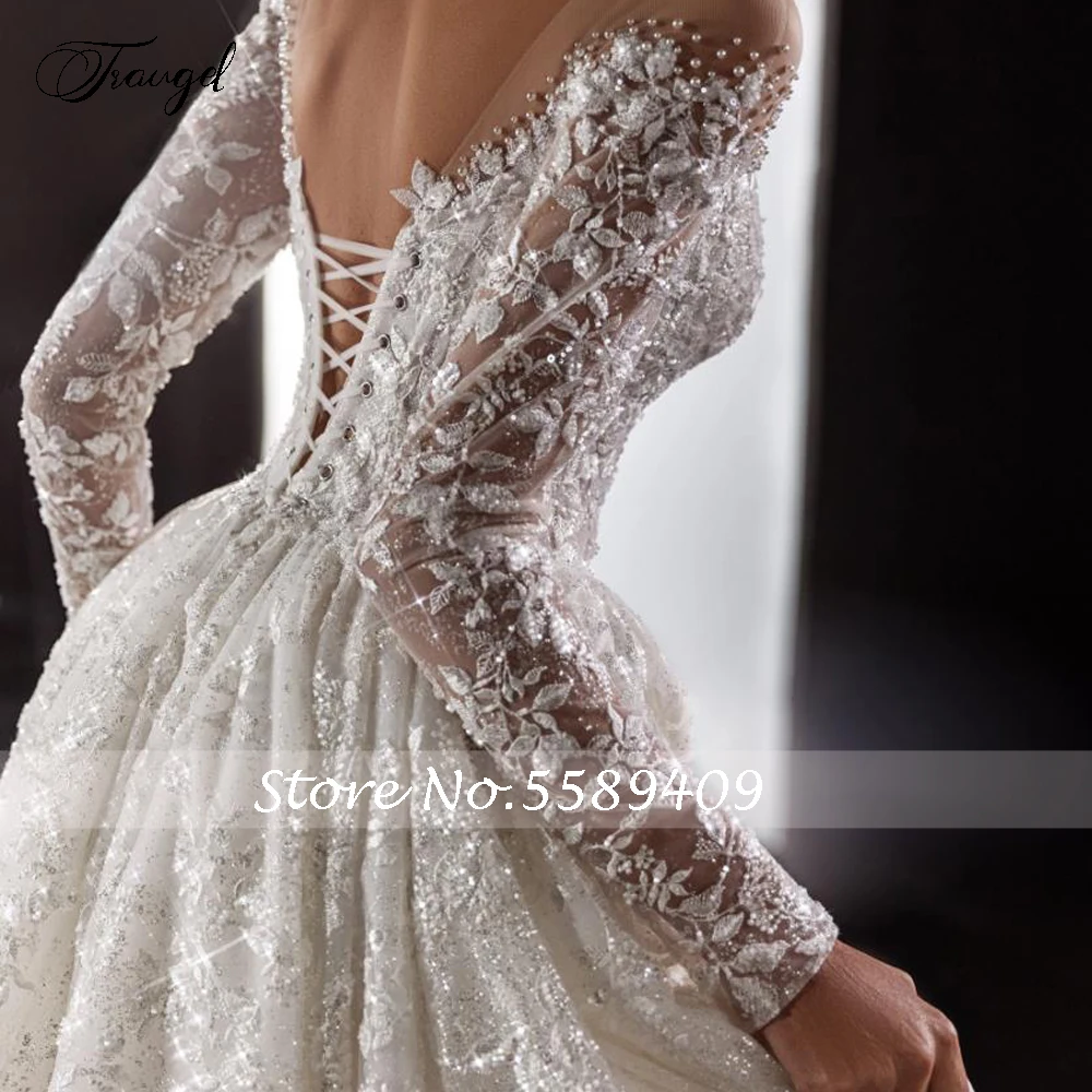 Customized A-Line Delicate O-Neck Wedding Dresses Lace Embroidery Court Train Vestido De Novia Charming Vintage Robe De Mariee