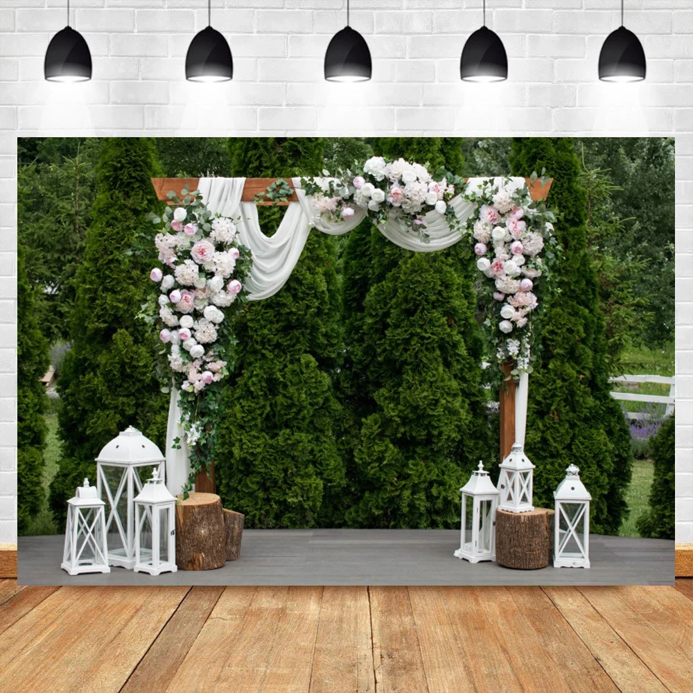 Wedding Ceremony Backgrounds For Photography Flowers Tassel Stage Romantic Love Bride Party Family Portrait Photocall Backdrops